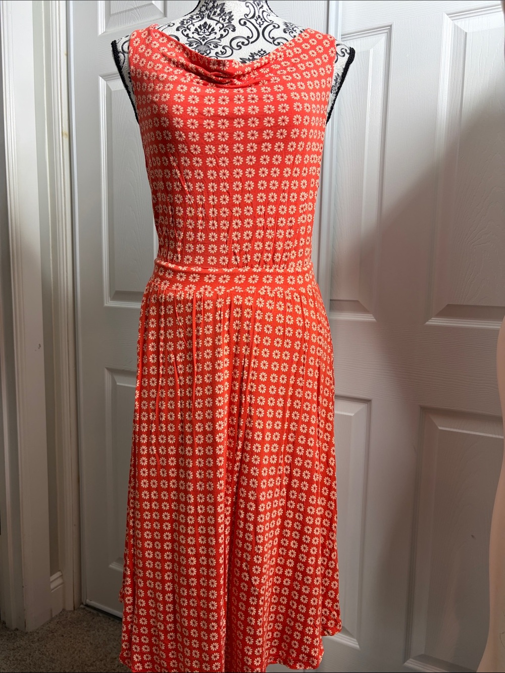 Maeve Coral Floral Print Sleeveless Midi Dress XS